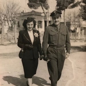 Vintage Black & White Snapshot Commanding Officer and Wife Out For Date Night,Vernacular Photo 1950s Woman Visiting Husband on Military Base