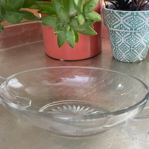 Vintage Glass Relish Dish w/ Handles - Vintage Clear Etched Glass Side Dish - Vintage Handled Glass Relish Dish Etched Flowers and Vines