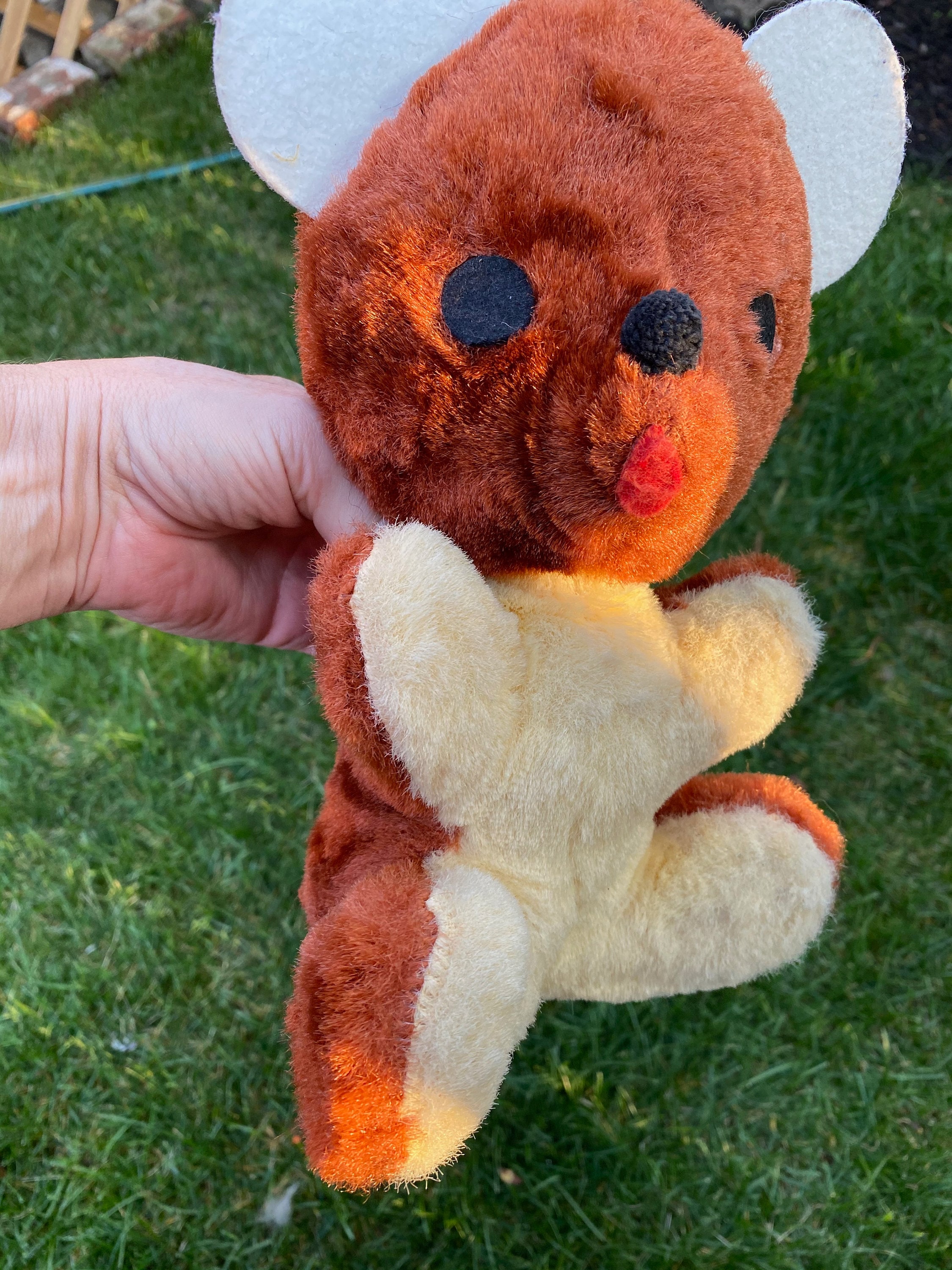 * vintage bear ❀ * 朱色のお耳の クマちゃん Vintage 1960s Plush Brown Teddy Bear With Felt Ears - Etsy