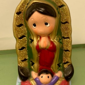 Vintage Christmas Light up Chalkware Figurine Virgin Mary - Kitsch Christmas Decoration Light up Chalkware Angel Chalkware Nativity Scene