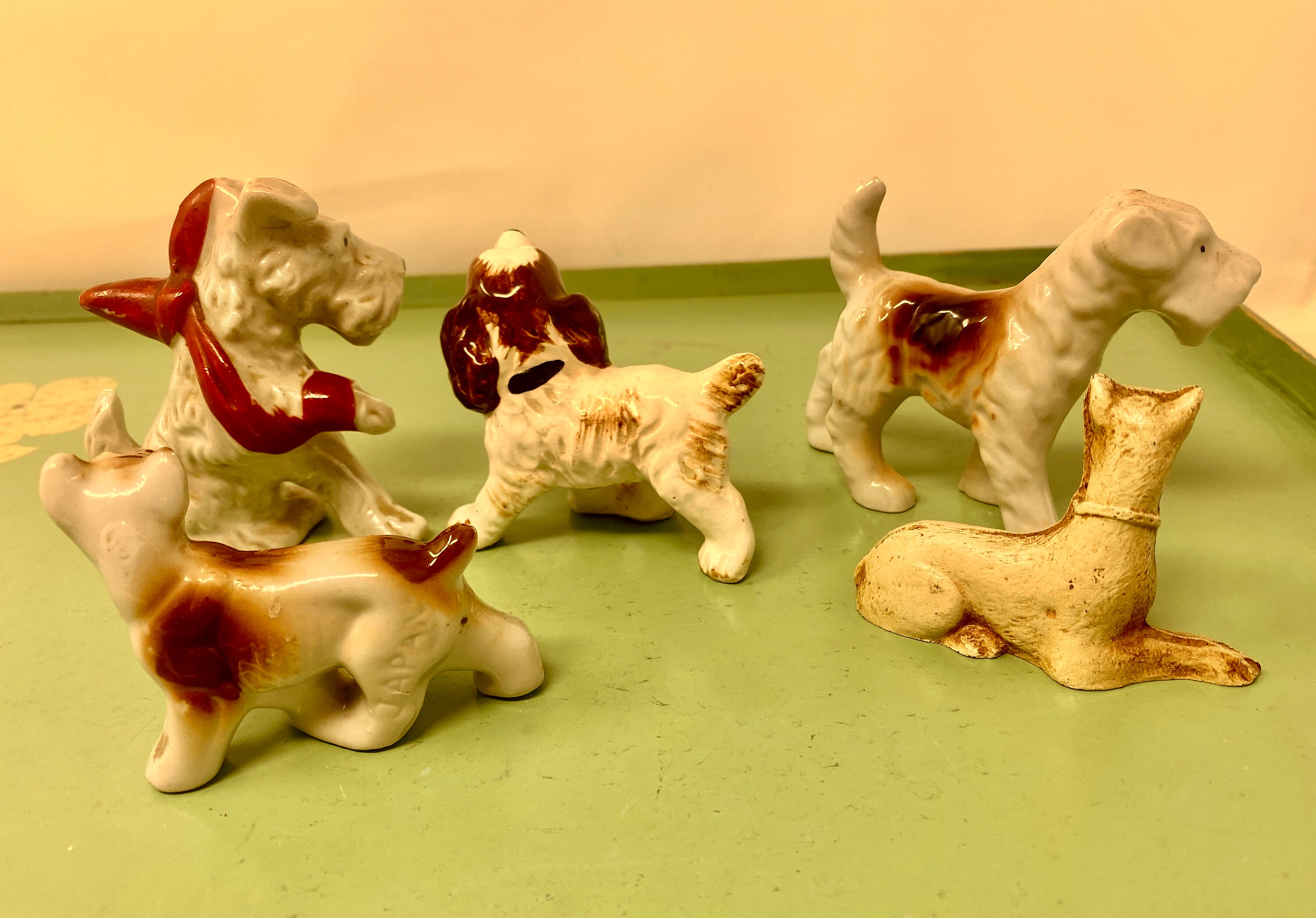 Lot of Vintage Porcelain Dog Figurines Miniature Dog Etsy