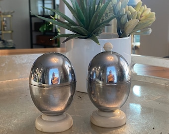 Pair of Vintage Chrome Art Deco Egg Warmers - Art Deco Kosy Kraft Chrome Egg Holders  - Set of 1940's Egg Warmers Chrome & Bakelite