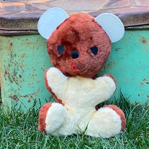 Vintage 1960’s Brown Teddy Bear w/ Felt Ears - Vintage Teddy Bear Near Mint! - 1960’s Teddy Bear Prop - Vintage Plush Stuffed Animal