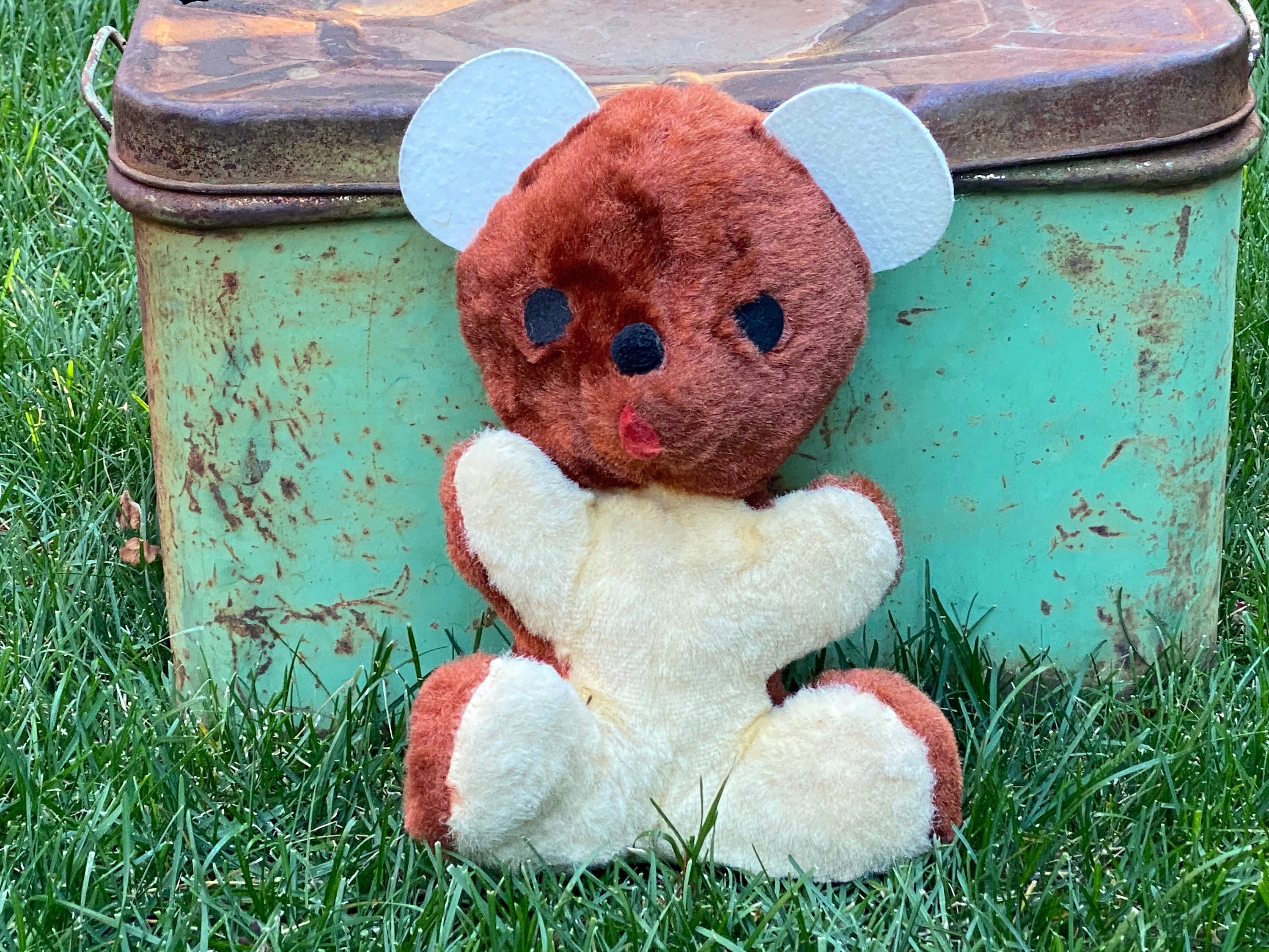 * vintage bear ❀ * 朱色のお耳の クマちゃん Vintage 1960s Plush Brown Teddy Bear With Felt Ears - Etsy