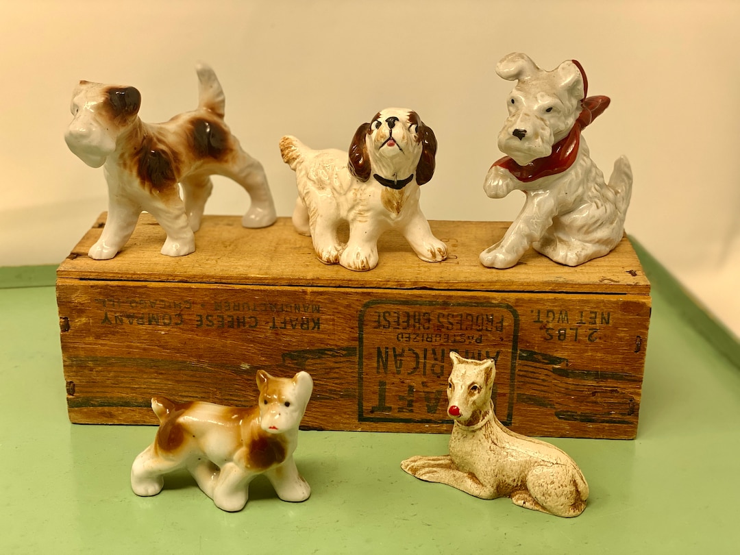 Lot of Vintage Porcelain Dog Figurines Miniature Dog Etsy