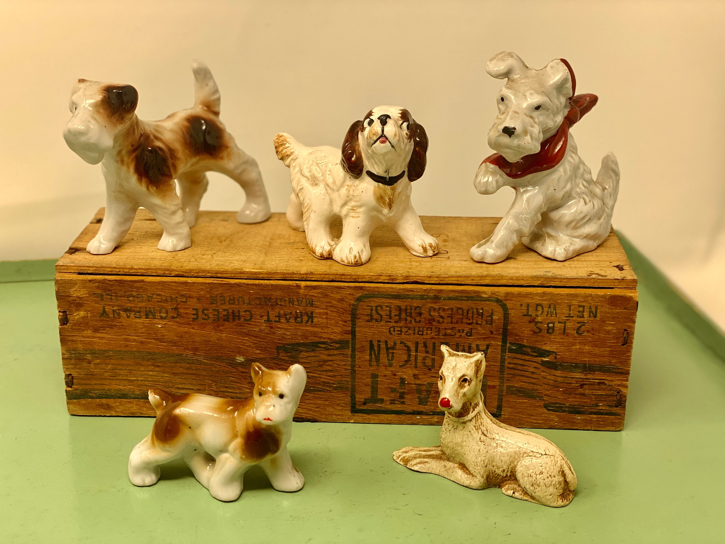 Lot of Vintage Porcelain Dog Figurines Miniature Dog Etsy