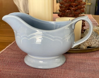 Vintage Blue Pfaltzgraff Gravy Boat - Vintage Pfaltzgraff #436 Gravy Server Light Blue - Light Blue Pfaltzgraff Stoneware Gravy Boat