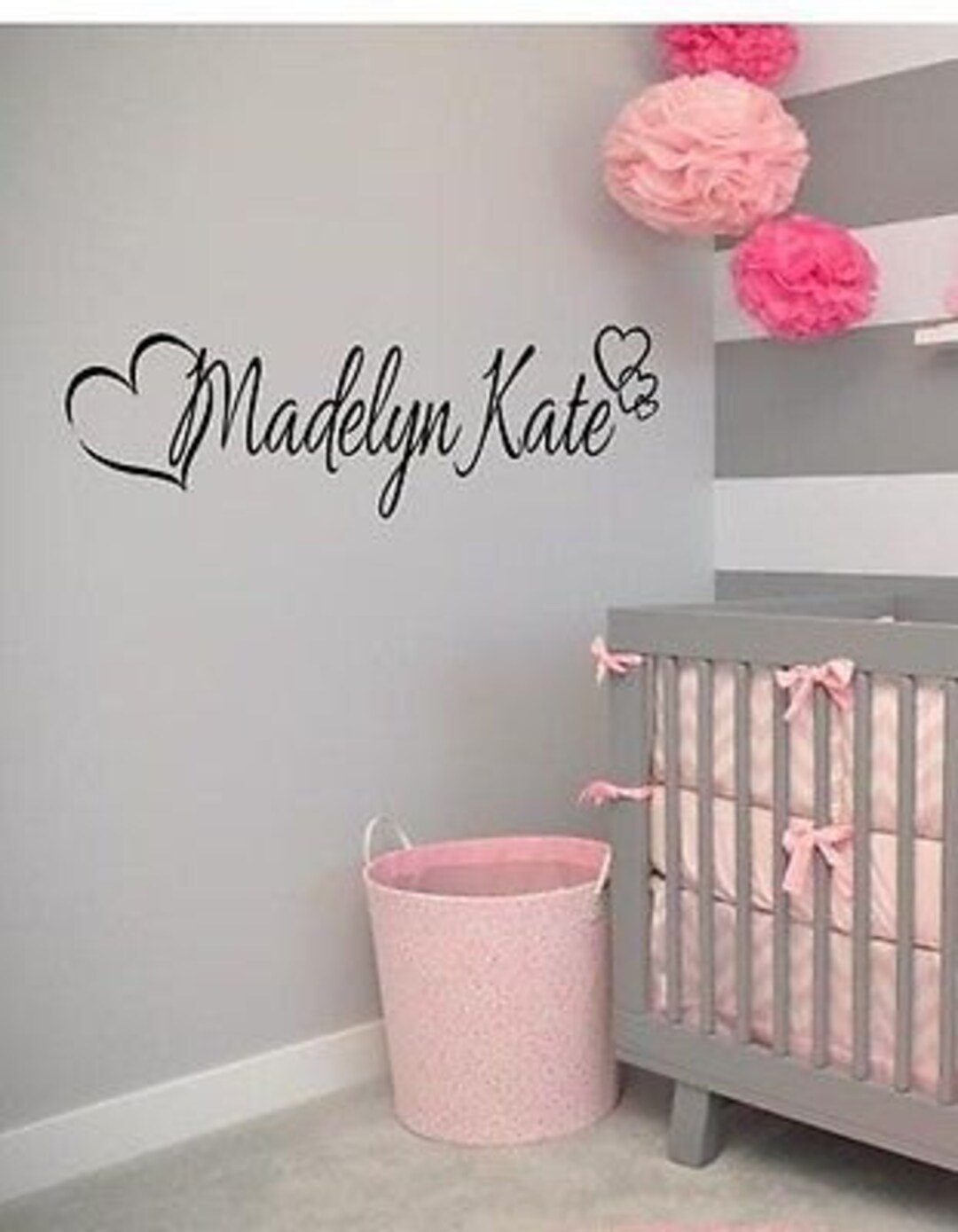 PERSONALIZED Hearts ANY NAME Vinyl Wall Art Decal Kids Children Nursery ...