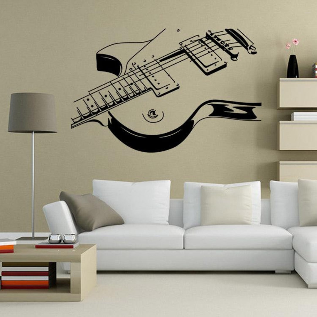 GUITAR Music Wall Art Decal Decor Vinyl Dance Musical Mural Sticker 36 ...
