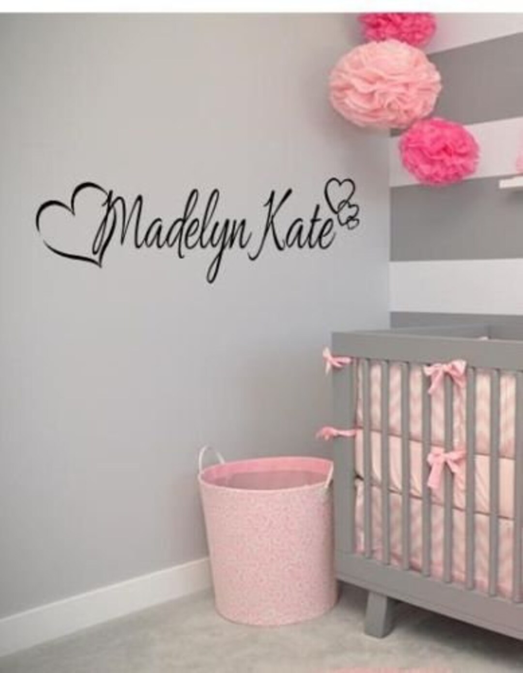 Personalized NAME HEARTS Vinyl Wall Art Decal Kids Girls Boys Children ...