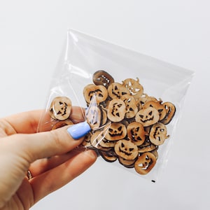 Halloween Confetti, Pumpkin Confetti, Wooden Confetti, Halloween Party Confetti, Wood Pumpkin Crafting Pieces, Bag of 50 1/2 Inch Pieces