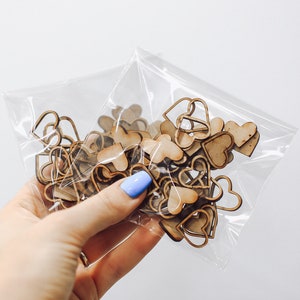 Heart Confetti, Valentines Confetti, Wooden Confetti, Wedding Confetti, Wood Heart Crafting Pieces, Bag of 50 1/2 Inch Piece