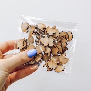 Thanksgiving Confetti, Turkey Confetti, Wooden Confetti, Thanksgiving Dinner Confetti, Wood Turkey Crafting Pieces, Bag of 50 1/2 Inch Piece