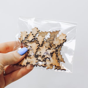 Christmas Confetti, Christmas Tree Confetti, Wooden Confetti, Holiday Confetti, Wood Tree Crafting Pieces, Bag of 50 1/2 Inch Piece