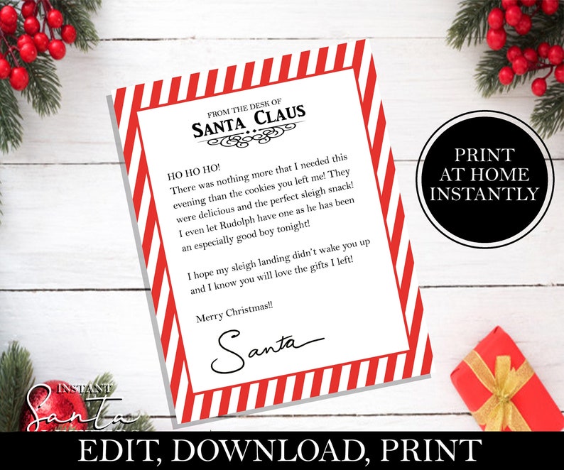 Thanks for The Cookies Letter From Santa Christmas Morning Etsy