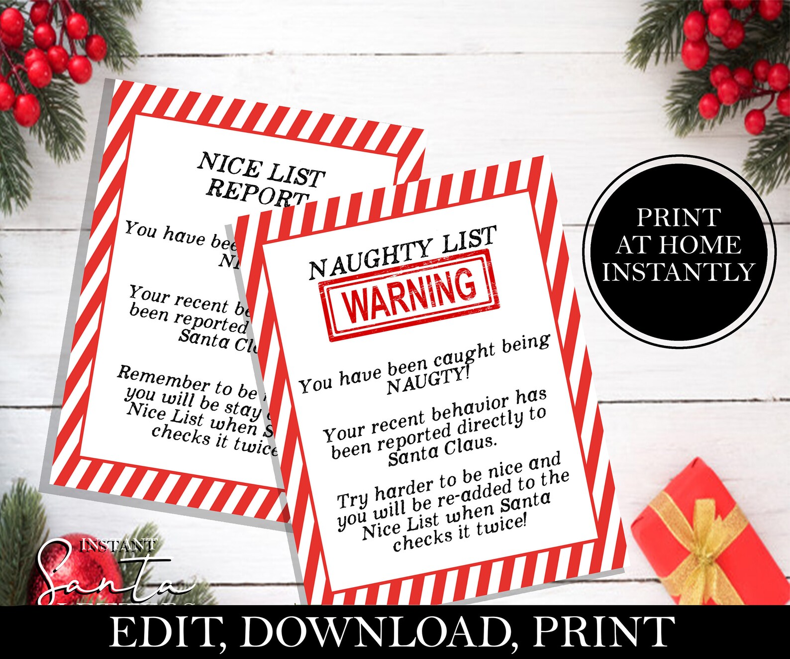 Naughty List Warning Letter Naughty And Nice List Letter Etsy