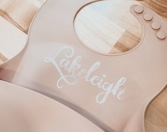 Baby Bib, Baby Name, Custom Baby, Personalised Silicone Bib, Baby Shower Gift, Nursery, New Baby, Engraved Baby Gift, Gift