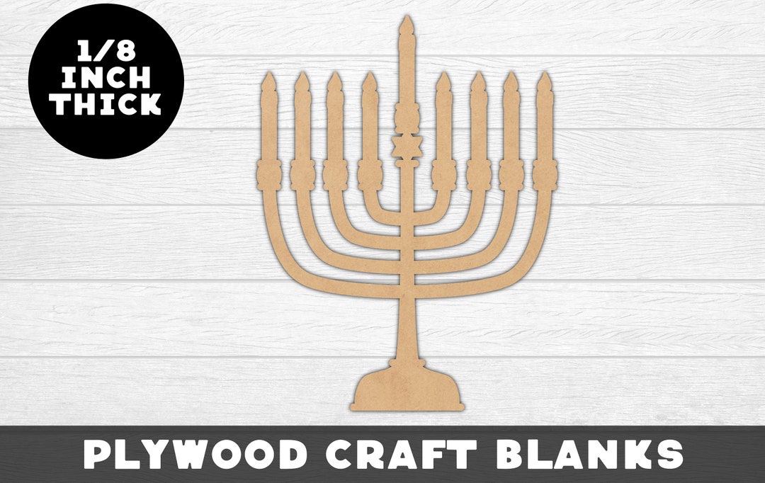 Menorah Wood Shape, Hanukkah, Wood, Unfinished Wood, Craft Wood, Wood