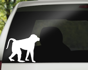 Monkey Decal, Chimp Decal Sticker for Car, Laptop or Wall, Vinyl Gift, Monkey Gift