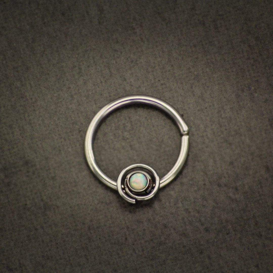 White Opal Nose Ring. Opal Septum Ring. Opal Septum Jewelry. - Etsy