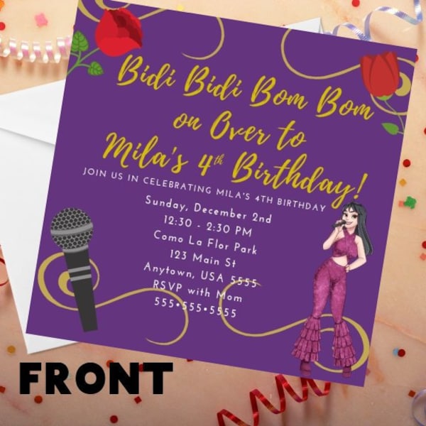 Selena Kid's Party Invite With Free Cupcake Toppers! (Digital Copy)