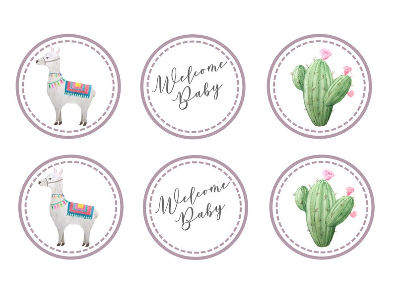 Llama Baby Shower Cupcake Toppers image 1