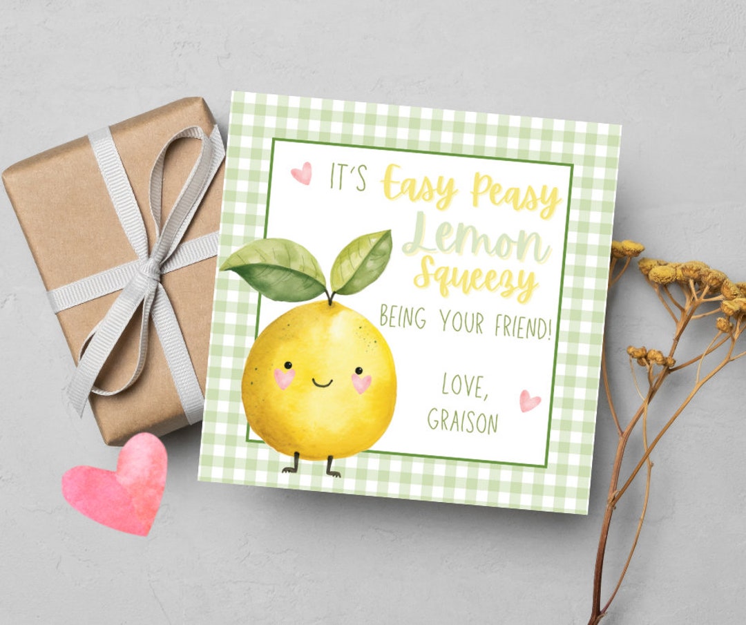 Easy Peasy Lemon Squeezy Valentine - Custom Valentine's Day Card Gift ...