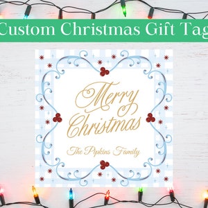 Blue Christmas Gift Tag - Merry Christmas - Printable Gift Tag