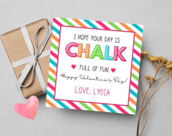 CHALK Full of Fun Valentine - Chalk Valentine Tag - Custom Valentine&#39;s Day Card Gift Tag - Kids Class Valentine&#39;s Card - School Valentine