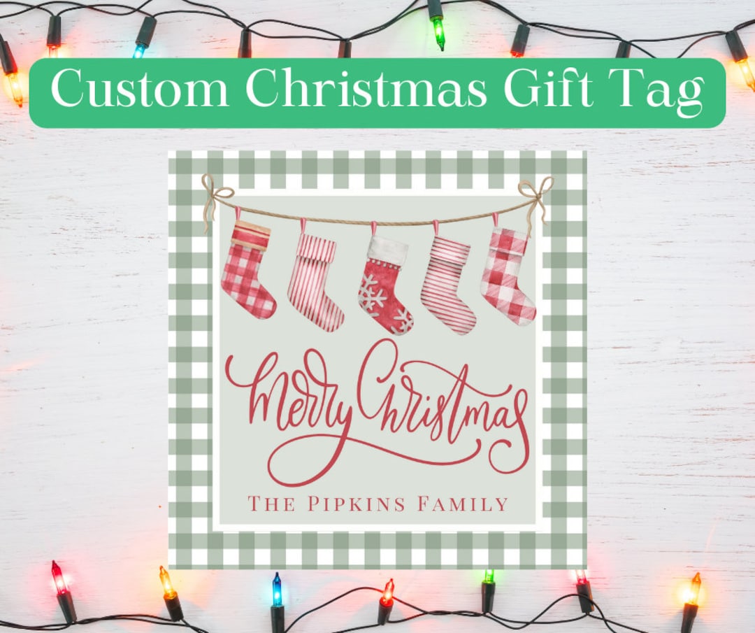custom christmas gift tags - printable gift tags - stockings, red