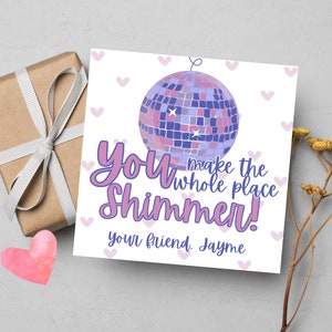 Sie lassen den ganzen Ort schimmern Spiegelball Disco Ball Swiftie - Individuelle Valentinstagskarte Geschenkanhänger - Kinderklasse Valentinstag Schule