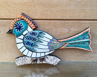 Funky Bird Mosaic, Bestseller, Original Artwork, One of a Kind, British Made