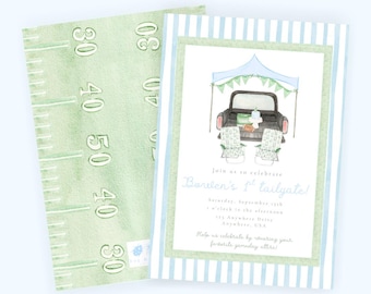 Watercolor First Tailgate Football Birthday Invitation | First Down Digital File Only