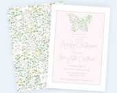 Watercolor fFloral Butterfly Baby Girl Invite, Personalized Pink Baby Shower Invitation | Digital File Only