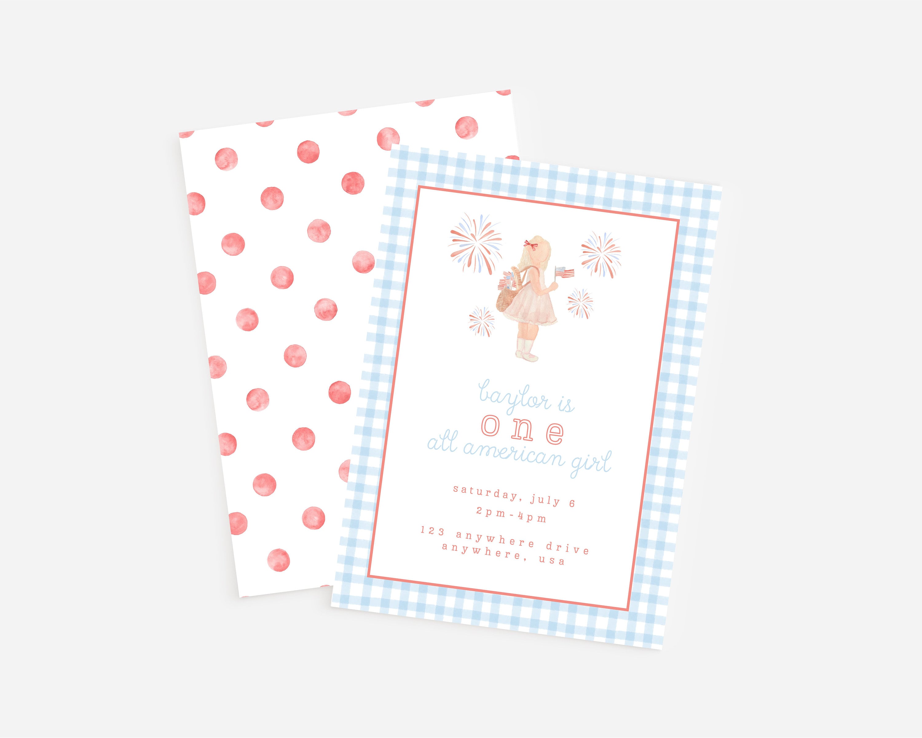 All American Girl Birthday Invitation