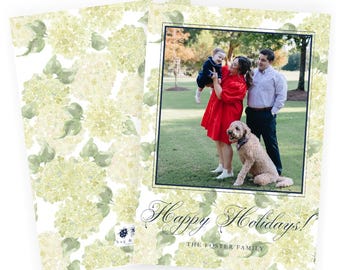 Watercolor Limelight Hydrangea Christmas Card | Vertical | Digital File Only
