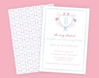 Oh My Stars | Watercolor Patriotic Birthday Invitation