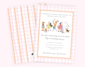 Watercolor Grandmillennial Halloween Costume Party Birthday Invitation | DIGITAL FILE ONLY