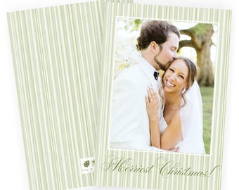 Watercolor Vintage Stripes Christmas Card | Vertical | Digital File Only