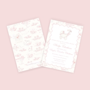Grandmillenial Toile Babypartyeinladung | Mädchen | NUR DIGITALE DATEI