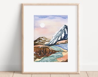 Watercolor Print | Landscape Art Print | Abstract Landscape Painting | Mountain Print | Artwork for Walls | 8x10 5x7