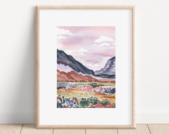 Watercolor Print | Landscape Art Print | Abstract Landscape Painting | Mountain Print | Artwork for Walls | 8x10 5x7