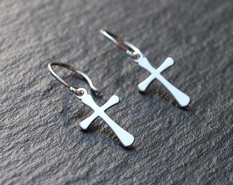 STERLING SILVER earrings, crosses, silver 925, delicate