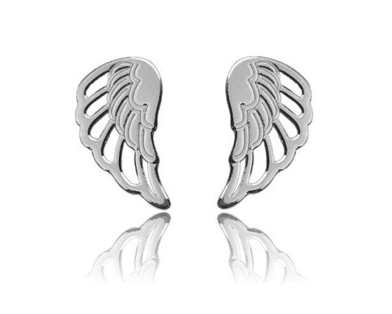 WING Earrings - STERLING SILVER, Stud Earrings, Wings
