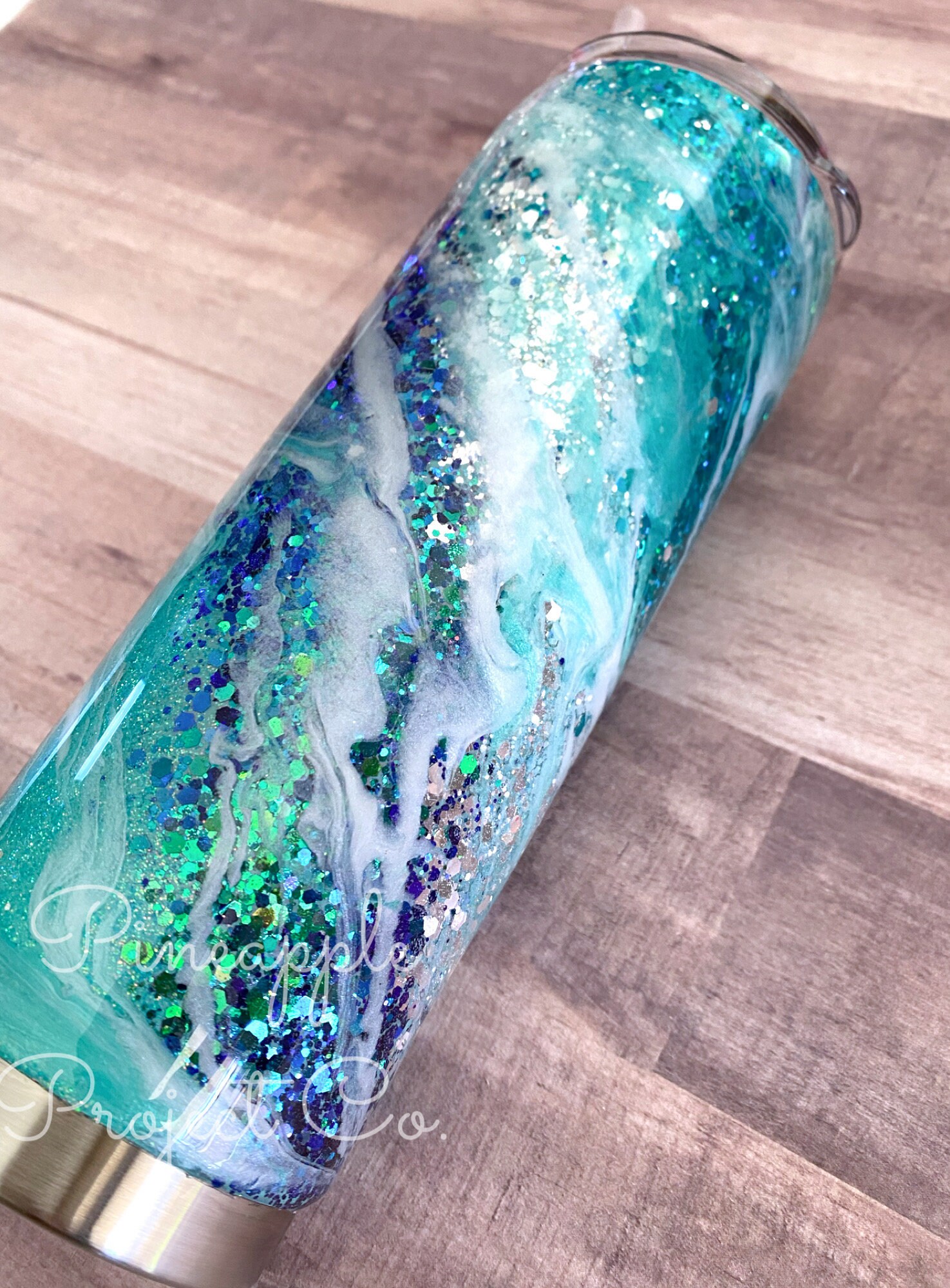 Teal Glitter Tumbler-Yeti Tumbler-Milky Way Galaxy Cup-Personalized G…
