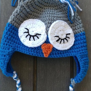 Owl Crochet Hat Pattern, beanie, crochet, owl, sleepy owl, animal beanie, animal, owl beanie