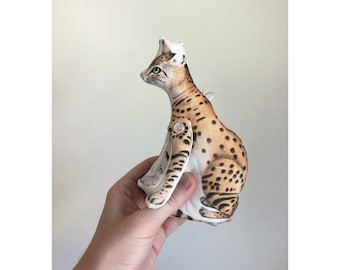 Wild Cat / Jungle Cat / Jaguar / Leopard - Antique Lithograph Handmade Fabric Doll