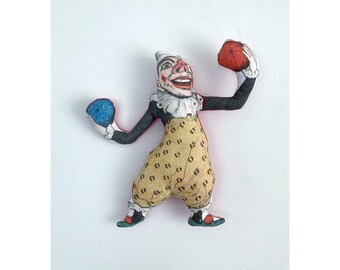 Juggling Clown Fabric Doll: Handmade Circus Jester Toy