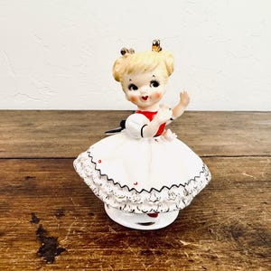 Girl in Red Dress Ceramic Figurine Vintage - Etsy