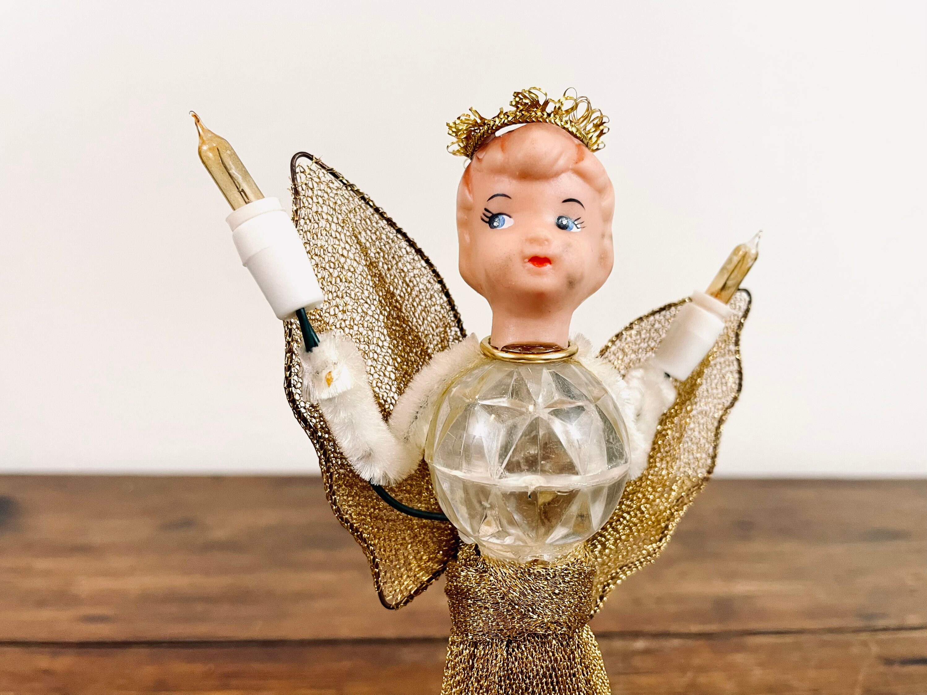 Vintage Christmas Tree Topper Angel She Works / Mid Century Etsy